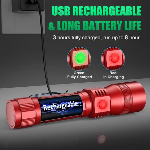 UV Flashlight Black Light, 3-in-1 Magnetic Flashlight Rechargeable, High Lumen Tactical LED Flashlight, 7 Modes Waterproof UV Light for Camping Emergencies Pet Urine Detection in Kuwait