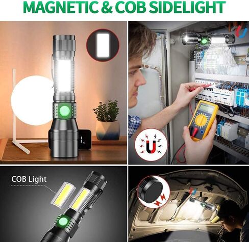 UV Flashlight Black Light, 3-in-1 Magnetic Flashlight Rechargeable, High Lumen Tactical LED Flashlight, 7 Modes Waterproof UV Light for Camping Emergencies Pet Urine Detection in Kuwait