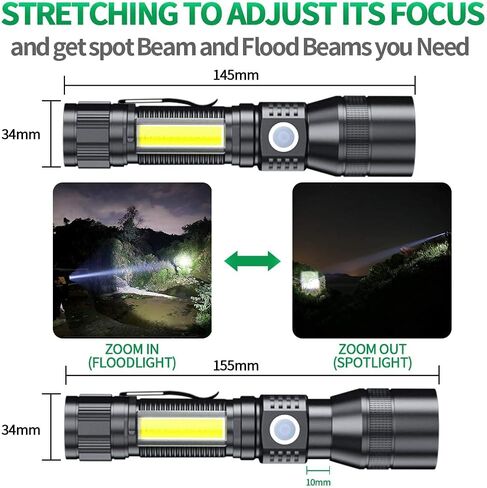 UV Flashlight Black Light, 3-in-1 Magnetic Flashlight Rechargeable, High Lumen Tactical LED Flashlight, 7 Modes Waterproof UV Light for Camping Emergencies Pet Urine Detection in Kuwait