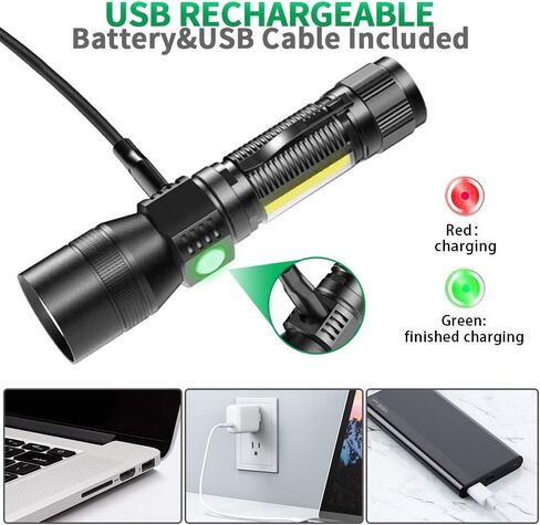UV Flashlight Black Light, 3-in-1 Magnetic Flashlight Rechargeable, High Lumen Tactical LED Flashlight, 7 Modes Waterproof UV Light for Camping Emergencies Pet Urine Detection in Kuwait