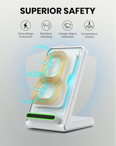 Wireless Charging Stand for iPhone 15/14/13/12 Pro Max/Pro/Mini, SE 11 X XR XS MAX X 8 Plus, Wireless Phone Charger Samsung S23/S22/S21/S20/S10+/Ultra, Note 20/10/9 White (Adapter Included) in Saudi Arabia