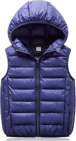 Aivtalk Boys Girls Puffer Down Vest Toddler Kids Hooded Zip Sleeveless Jacket Winter Coat in Kuwait
