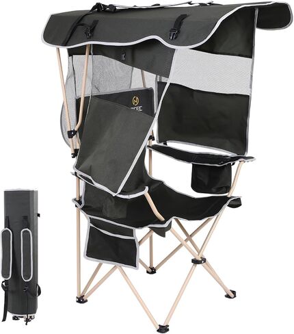 Nice C Camping Chair with Canopy, Chair with Shades, Sports Chairs, Folding Chair with Canopy, Detachable Shade Canopy, Side-Pocket and Cupholder (One Green) in Saudi Arabia