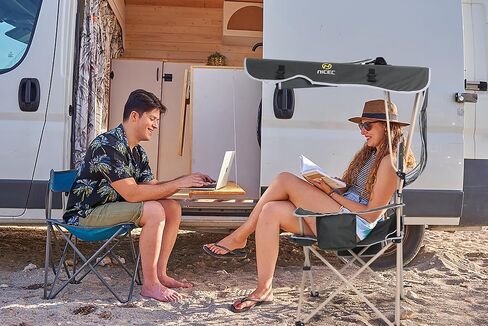 Nice C Camping Chair with Canopy, Chair with Shades, Sports Chairs, Folding Chair with Canopy, Detachable Shade Canopy, Side-Pocket and Cupholder (One Green) in Saudi Arabia