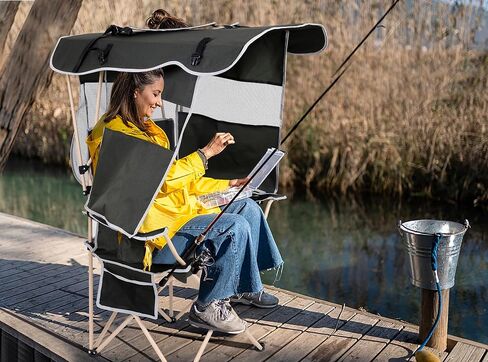 Nice C Camping Chair with Canopy, Chair with Shades, Sports Chairs, Folding Chair with Canopy, Detachable Shade Canopy, Side-Pocket and Cupholder (One Green) in Saudi Arabia