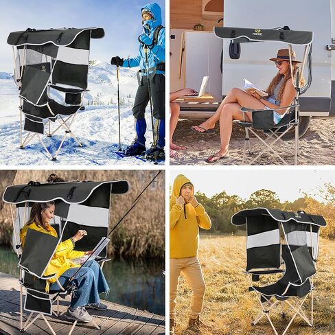 Nice C Camping Chair with Canopy, Chair with Shades, Sports Chairs, Folding Chair with Canopy, Detachable Shade Canopy, Side-Pocket and Cupholder (One Green) in Saudi Arabia