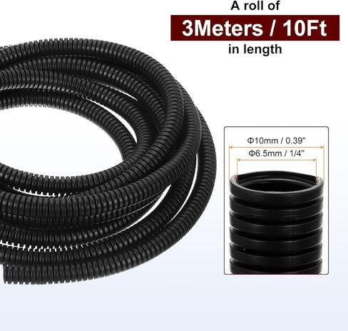 HARFINGTON Wire Loom Tubing 10FT - 1/4 inch, Wire Conduit Hose Cord Protector Cable Sleeves Flexible Electrical Wire Cover in Saudi Arabia