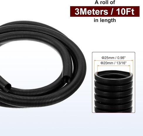 HARFINGTON Wire Loom Tubing 10FT - 1/4 inch, Wire Conduit Hose Cord Protector Cable Sleeves Flexible Electrical Wire Cover in Saudi Arabia