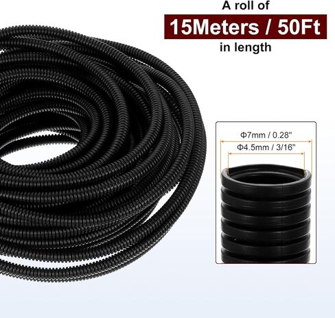 HARFINGTON Wire Loom Tubing 10FT - 1/4 inch, Wire Conduit Hose Cord Protector Cable Sleeves Flexible Electrical Wire Cover in Saudi Arabia