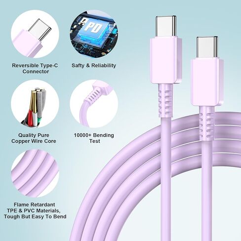 لشاحن سامسونج جالاكسي فائق السرعة من النوع C، كتلة شاحن هاتف أندرويد 25 واط وكابل USBC إلى USB-C بطول 10 أقدام لهاتف Galaxy S24 Ultra/S24/S24+، S23 S22 S21 S20 Ultra/+، iPad 2Pack in Kuwait