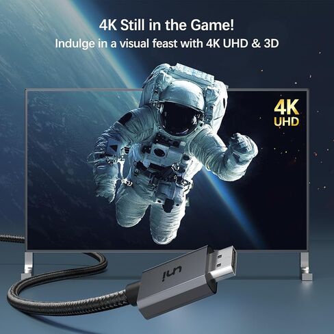 uni 4K DisplayPort to HDMI Cable 6.6ft [1440P@60Hz, 1080P@120Hz], Sturdy Braided DP to HDMI Cord for Monitor, Unidirectional Display Port to HDMI Cable Compatible with DELL, GPU, AMD, NVIDIA in Saudi Arabia