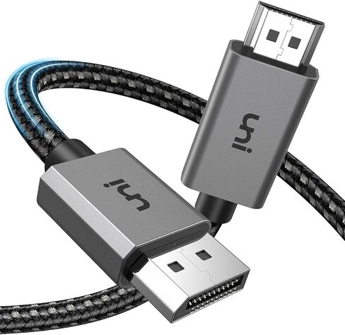 uni 4K DisplayPort to HDMI Cable 6.6ft [1440P@60Hz, 1080P@120Hz], Sturdy Braided DP to HDMI Cord for Monitor, Unidirectional Display Port to HDMI Cable Compatible with DELL, GPU, AMD, NVIDIA in Saudi Arabia