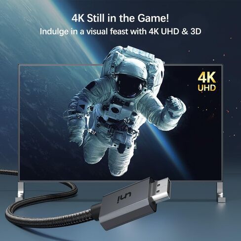 كابل DisplayPort uni 4K إلى HDMI بطول 6.6 أقدام [1440P@60 هرتز، 1080P@120 هرتز]، سلك DP مضفر قوي إلى HDMI للشاشة، منفذ عرض أحادي الاتجاه إلى كابل HDMI متوافق مع DELL وGPU وAMD وNVIDIA in Kuwait