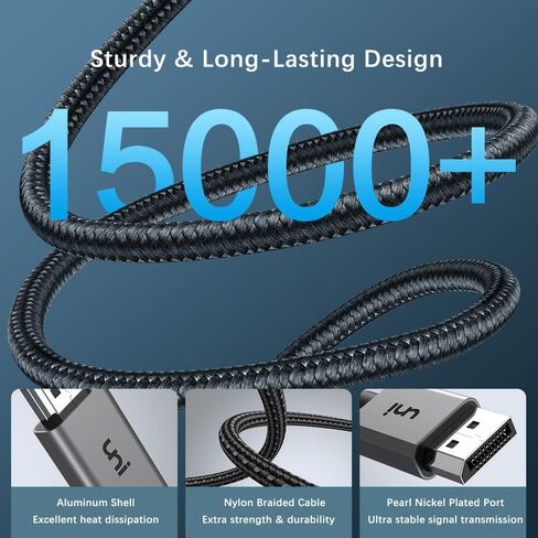 كابل DisplayPort uni 4K إلى HDMI بطول 6.6 أقدام [1440P@60 هرتز، 1080P@120 هرتز]، سلك DP مضفر قوي إلى HDMI للشاشة، منفذ عرض أحادي الاتجاه إلى كابل HDMI متوافق مع DELL وGPU وAMD وNVIDIA in Kuwait