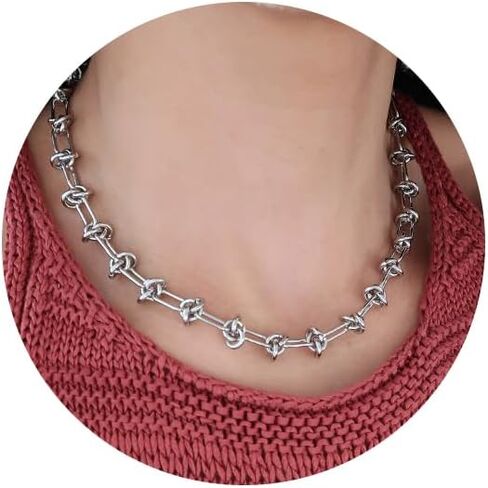 Silver Necklaces for Women Silver Watch Chain Necklaces Personalized Stainless Steel Silver Chain Chunky Necklaces for Women Trendy in Kuwait