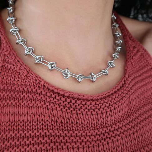 Silver Necklaces for Women Silver Watch Chain Necklaces Personalized Stainless Steel Silver Chain Chunky Necklaces for Women Trendy in Kuwait