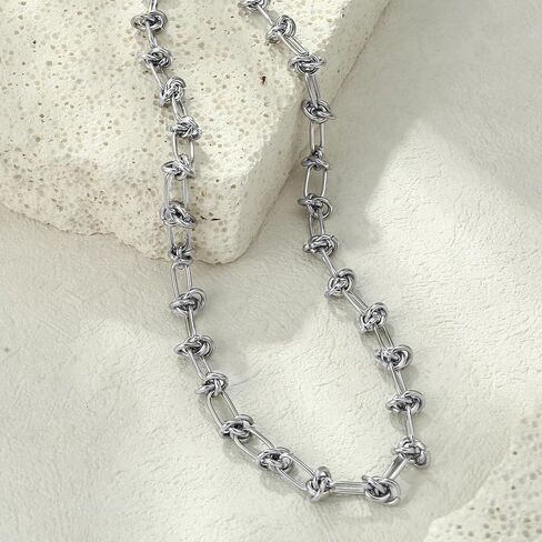Silver Necklaces for Women Silver Watch Chain Necklaces Personalized Stainless Steel Silver Chain Chunky Necklaces for Women Trendy in Kuwait