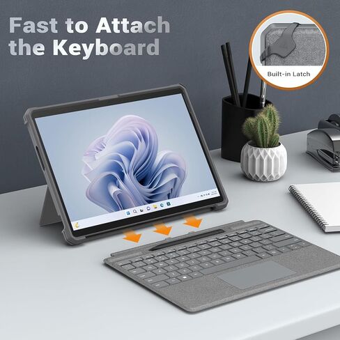 MoKo Case Compatible with Microsoft Surface Pro 11, Surface Pro 10, Surface Pro 9 13 Inch, All-in-One Protective Rugged Cover with Hand Strap, Compatible with Type Cover Keyboard, Black in Kuwait