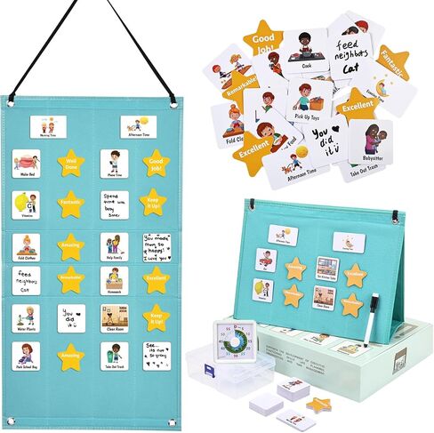 Kids Daily Routine Chart- Build Your Own Toddler Chore Chart- Visual Schedule for Kids Morning Bedtime Routine Chart | Behavior Chart for Kids at Home in Saudi Arabia