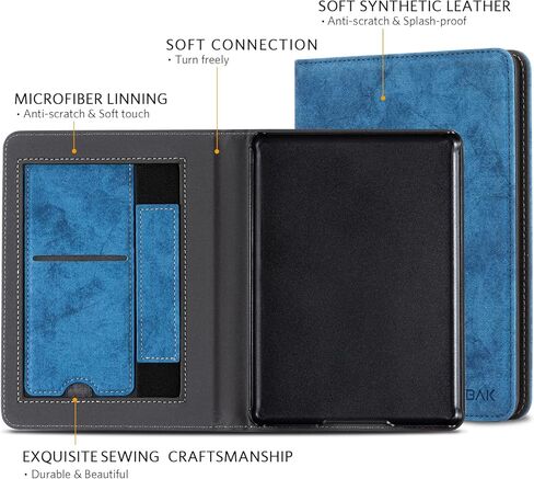 حافظة CoBak مع حامل لجهاز Kindle Paperwhite - غطاء متين من جلد البولي يوريثان مع خاصية التنبيه التلقائي للنوم، وفتحة للبطاقة، وميزة حزام اليد - يناسب جهاز Kindle Paperwhite من الجيل الحادي عشر مقاس 6.8 بوصات إصدار التوقيع 2021 in Saudi Arabia