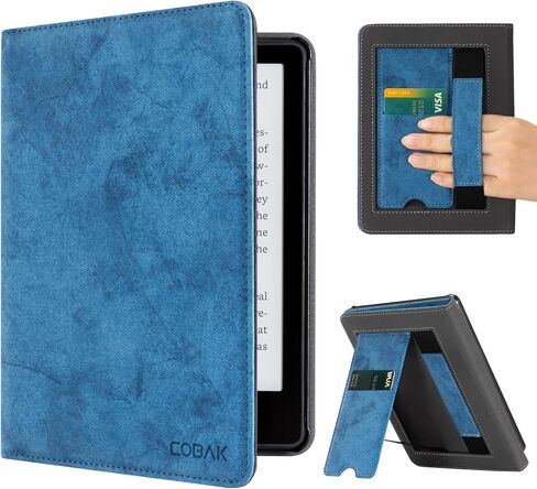 حافظة CoBak مع حامل لجهاز Kindle Paperwhite - غطاء متين من جلد البولي يوريثان مع خاصية التنبيه التلقائي للنوم، وفتحة للبطاقة، وميزة حزام اليد - يناسب جهاز Kindle Paperwhite من الجيل الحادي عشر مقاس 6.8 بوصات إصدار التوقيع 2021 in Saudi Arabia