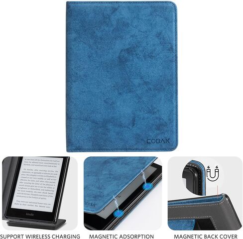 حافظة CoBak مع حامل لجهاز Kindle Paperwhite - غطاء متين من جلد البولي يوريثان مع خاصية التنبيه التلقائي للنوم، وفتحة للبطاقة، وميزة حزام اليد - يناسب جهاز Kindle Paperwhite من الجيل الحادي عشر مقاس 6.8 بوصات إصدار التوقيع 2021 in Saudi Arabia