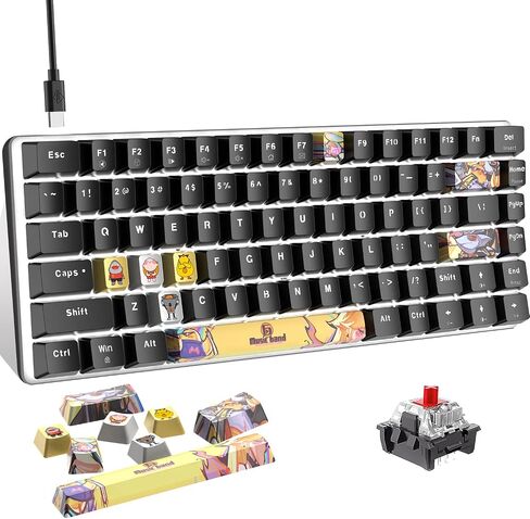 LexonElec Portable 80% Mechanical Gaming Keyboard,Hot-Swappable Compact 82 Keys,White Backlit,PBT Keycaps,Ergonomic Wired Office Keyboard for Windows Laptop PC Mac(Red Switch,Black) in Kuwait