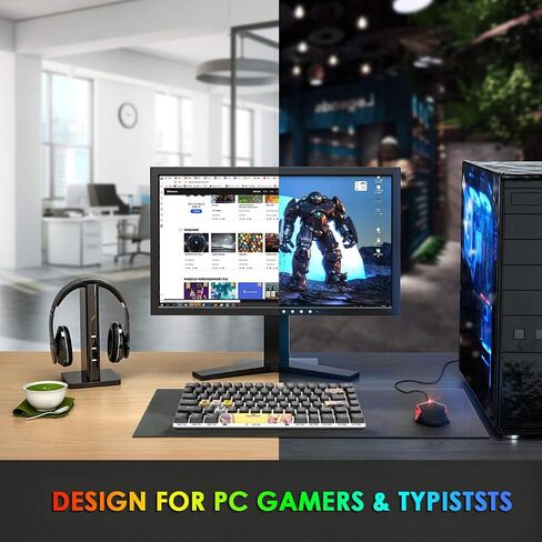 LexonElec Portable 80% Mechanical Gaming Keyboard,Hot-Swappable Compact 82 Keys,White Backlit,PBT Keycaps,Ergonomic Wired Office Keyboard for Windows Laptop PC Mac(Red Switch,Black) in Kuwait