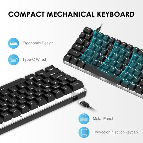LexonElec Portable 80% Mechanical Gaming Keyboard,Hot-Swappable Compact 82 Keys,White Backlit,PBT Keycaps,Ergonomic Wired Office Keyboard for Windows Laptop PC Mac(Red Switch,Black) in Kuwait