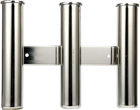 Amarine Made 2Pcs 3 Tube Boat Fishing Rod Rack 316 Stainless Steel Wall/Side Mounted Rod Holder Bracket Fishing Pole Holder for Marine Boat Yacht Camper in Kuwait