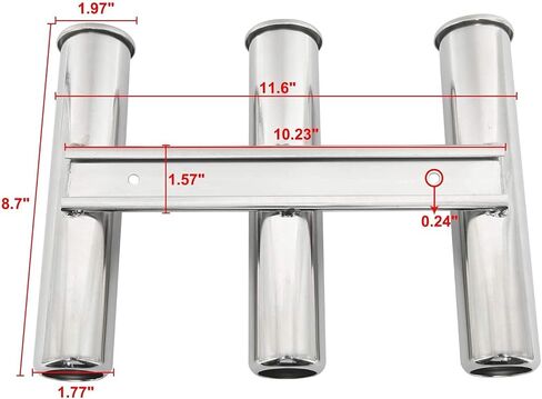 Amarine Made 2Pcs 3 Tube Boat Fishing Rod Rack 316 Stainless Steel Wall/Side Mounted Rod Holder Bracket Fishing Pole Holder for Marine Boat Yacht Camper in Kuwait