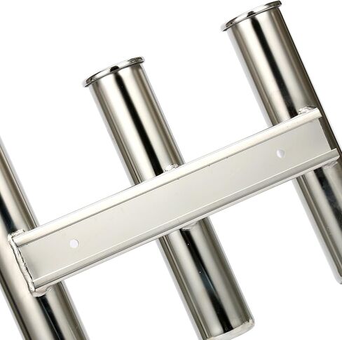 Amarine Made 2Pcs 3 Tube Boat Fishing Rod Rack 316 Stainless Steel Wall/Side Mounted Rod Holder Bracket Fishing Pole Holder for Marine Boat Yacht Camper in Kuwait