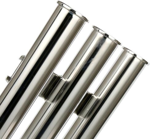 Amarine Made 2Pcs 3 Tube Boat Fishing Rod Rack 316 Stainless Steel Wall/Side Mounted Rod Holder Bracket Fishing Pole Holder for Marine Boat Yacht Camper in Kuwait