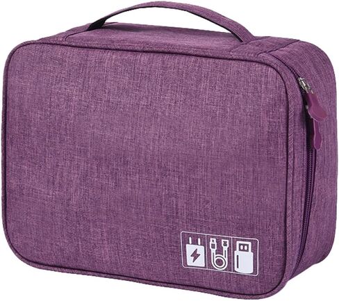 Travel Electronic Organizer, Water-repellent Cable Holder for Home, Travel Power Cord Organizer Case (Purple) in Saudi Arabia