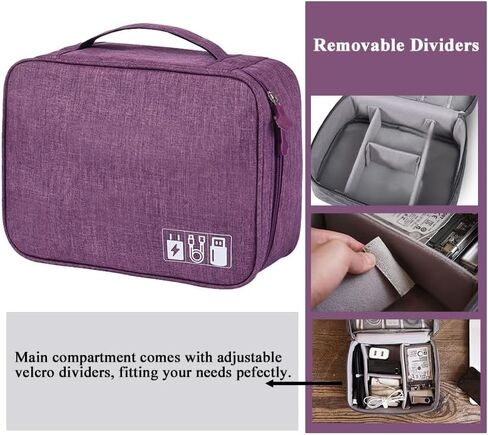 Travel Electronic Organizer, Water-repellent Cable Holder for Home, Travel Power Cord Organizer Case (Purple) in Saudi Arabia