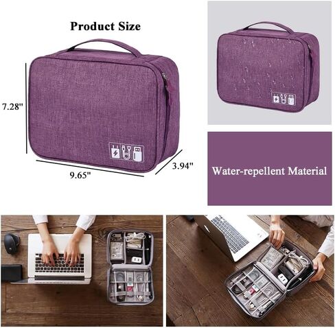 Travel Electronic Organizer, Water-repellent Cable Holder for Home, Travel Power Cord Organizer Case (Purple) in Saudi Arabia