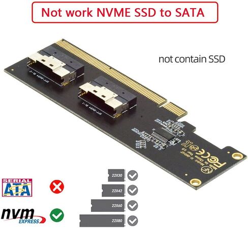 Xiwai Slimline Dual SFF-8654 8X 4 NVME to PCIE Express 3.0 4.0 Raid Card VROC Raid0 Hyper Adapter in Saudi Arabia
