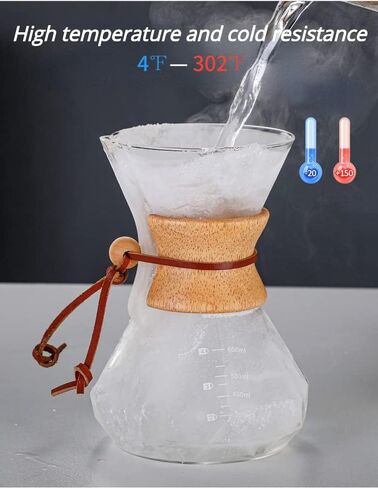 Pour Over Coffee Maker With Wood Sleeve，27oz/800mlPour Over Coffee Dripper,Pour Over Coffee Maker Set With Cork Stopper (27oz/800ml) in Kuwait