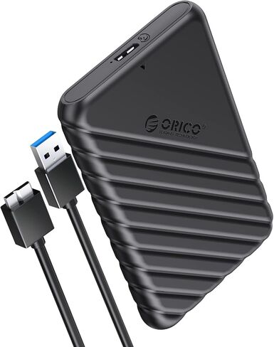 حاوية محرك الأقراص الصلبة ORICO مقاس 2.5 بوصة USB 3.0 إلى SATA 5 جيجابت في الثانية لـ 7-9.5 مم SSD HDD حافظة قرص صلب خارجي تدعم UASP أداة تقليم مجانية (25PW1U3)، أسود أبيض، عبوتان in Saudi Arabia