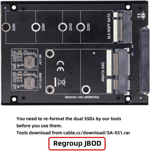 Xiwai Dual NGFF B+M Key M.2 SSD Card JBOD Raid0 Span Bridge to 2.5inch SATA Combo HDD Disk Drive Enclosure in Kuwait