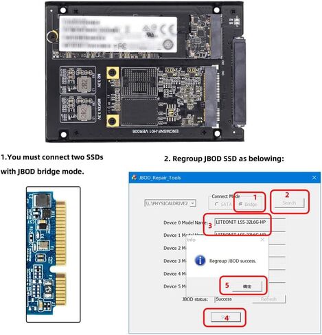 Xiwai Dual NGFF B+M Key M.2 SSD Card JBOD Raid0 Span Bridge to 2.5inch SATA Combo HDD Disk Drive Enclosure in Kuwait