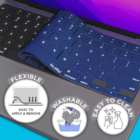 Kuzy Premium MacBook Pro 14 inch Keyboard Cover Skin M4 16 inch 2024 2023 2022 M3 M2 M1 Pro Max A3401 A3403 - MacBook Air 15 inch Keyboard Cover 13" A3113 A3114 A2941 A2681 US Layout, Oxy Black in Saudi Arabia