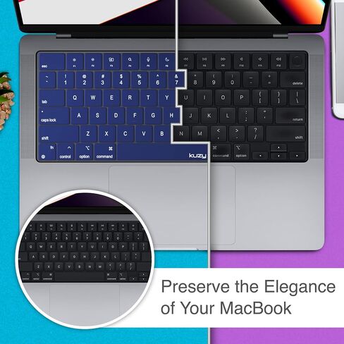 Kuzy Premium MacBook Pro 14 inch Keyboard Cover Skin M4 16 inch 2024 2023 2022 M3 M2 M1 Pro Max A3401 A3403 - MacBook Air 15 inch Keyboard Cover 13" A3113 A3114 A2941 A2681 US Layout, Oxy Black in Saudi Arabia