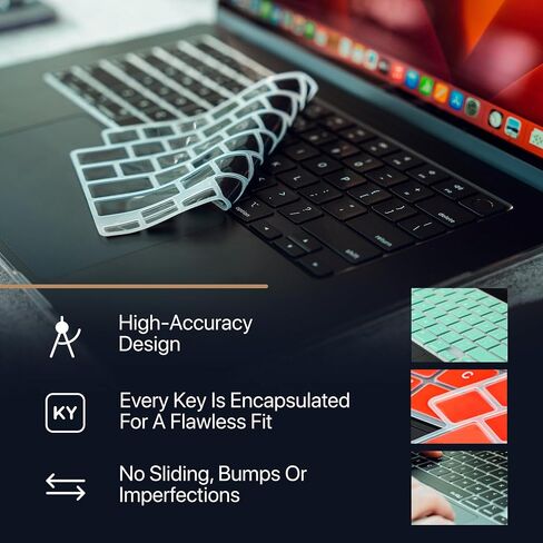 Kuzy Premium MacBook Pro 14 inch Keyboard Cover Skin M4 16 inch 2024 2023 2022 M3 M2 M1 Pro Max A3401 A3403 - MacBook Air 15 inch Keyboard Cover 13" A3113 A3114 A2941 A2681 US Layout, Oxy Black in Saudi Arabia