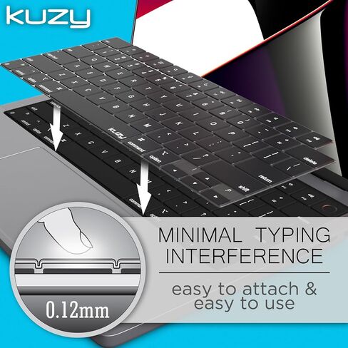 Kuzy Premium MacBook Pro 14 inch Keyboard Cover Skin M4 16 inch 2024 2023 2022 M3 M2 M1 Pro Max A3401 A3403 - MacBook Air 15 inch Keyboard Cover 13" A3113 A3114 A2941 A2681 US Layout, Oxy Black in Saudi Arabia