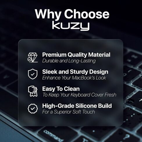 Kuzy Premium MacBook Pro 14 inch Keyboard Cover Skin M4 16 inch 2024 2023 2022 M3 M2 M1 Pro Max A3401 A3403 - MacBook Air 15 inch Keyboard Cover 13" A3113 A3114 A2941 A2681 US Layout, Oxy Black in Saudi Arabia