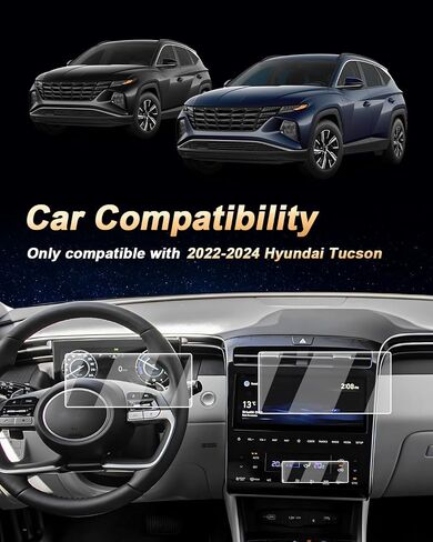 واقي شاشة 3 قطع متوافق مع Hyundai Tucson 2022-2024، نظام تحديد المواقع GPS مقاس 10.25 بوصة + لوحة قيادة مقاس 10.25 بوصة + لوحة تيار متردد ملحقات واقي شاشة من الزجاج المقسى بصلابة 9H - HD، سهل التركيب ومضاد لبصمات الأصابع in Kuwait