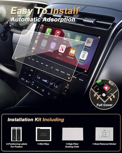 واقي شاشة 3 قطع متوافق مع Hyundai Tucson 2022-2024، نظام تحديد المواقع GPS مقاس 10.25 بوصة + لوحة قيادة مقاس 10.25 بوصة + لوحة تيار متردد ملحقات واقي شاشة من الزجاج المقسى بصلابة 9H - HD، سهل التركيب ومضاد لبصمات الأصابع in Kuwait
