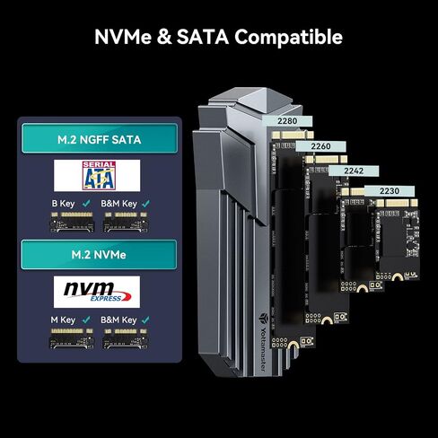 Yottamaster M.2 NVMe SATA SSD Enclosure, USB C 3.2 10Gbps NVMe Enclsoure Thunderbolt 3 Compatible, Aluminum External NVMe Enclosure Adapter for M and B&M Key 2230/42/60/80 SSDs [Rose Gold] in Saudi Arabia