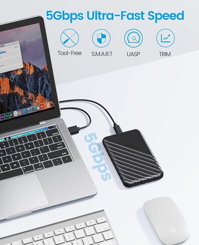 ORICO 2.5 Inch Hard Drive Enclosure USB 3.0 to SATA 5Gbps for 7-9.5mm SSD HDD External Hard Drive Disk Case Support UASP Trim Tool Free(25PW1U3),Black,2 Pack in Saudi Arabia